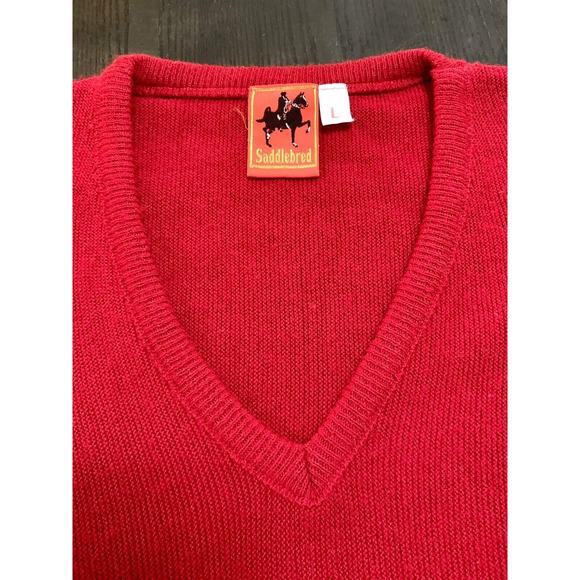 Vintage Saddlebred Belk Stores Services Sweater Red Polo Horse Size Large L - Picture 5 of 11